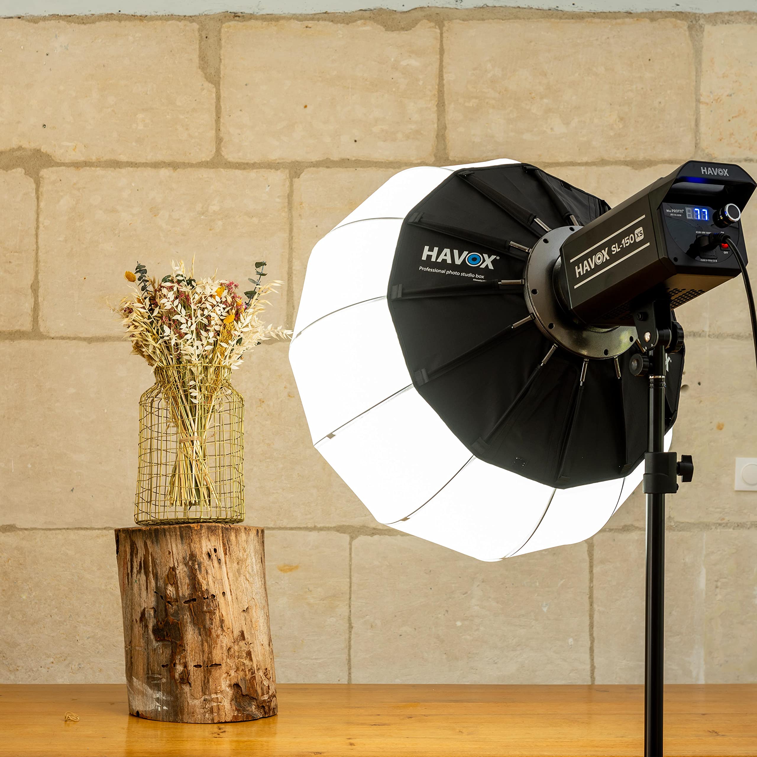 HAVOX SL-150XS Linterna - Luz continua 150W Photo Video 5600K - CRI97+ / TLCI97+ / Montura Bowens - Iluminación profesional con pantalla digital