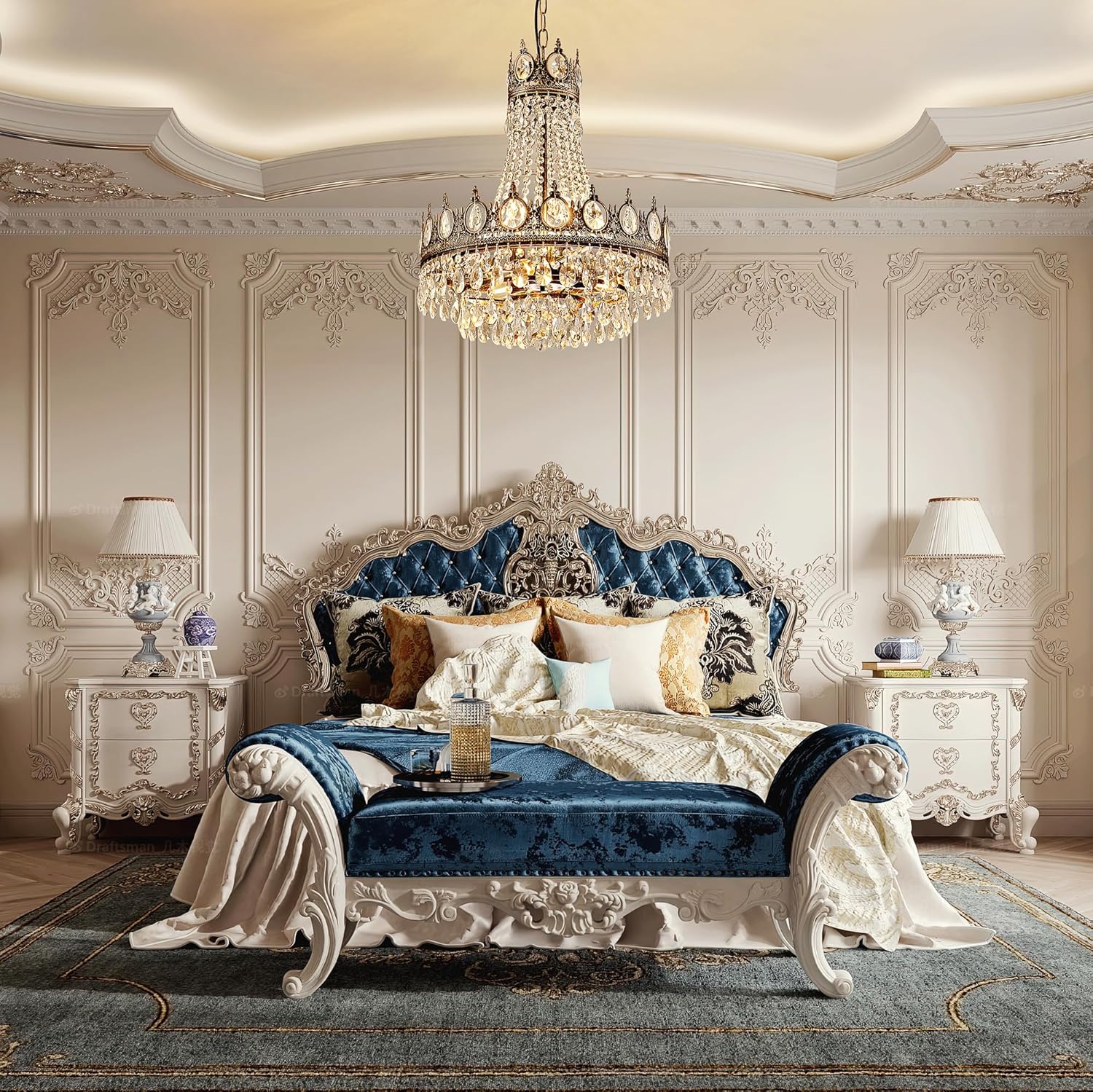 TOCHIC French Empire Crystal Chandelier 6-Light Farmhouse Antique Bronze Chandelier Vintage Rustic Ceiling Light Fixture for Dining Living Room, Bedroom, Kitchen Island, Bathroom, Foyer, 19" W Bronze 19" W