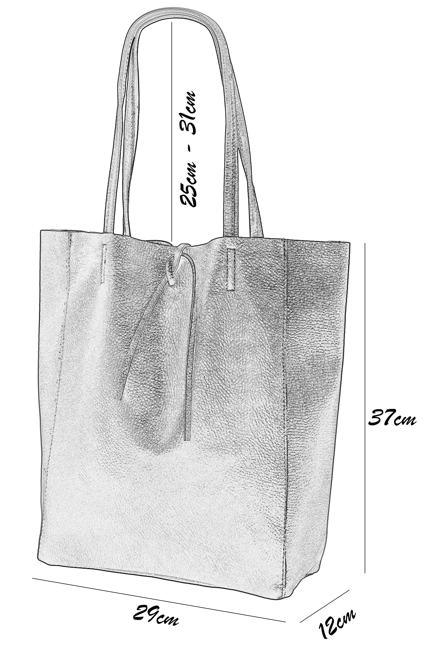 SH Leder ® Damska torba na zakupy z prawdziwej skóry bydlęcej z kieszenią wewnętrzną w wielu kolorach torba na ramię torba z uchwytem 37 x 29 cm Kora G266