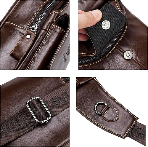 Miniatura 189 de LUKZIJAES Bolso bandolera de cuero genuino para hombre marrón (#1-Brown)