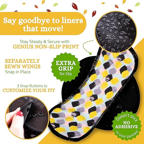 Miniatura 3 de Protectores antideslizantes reutilizables para mujer, paquete de 7 forros de algodón orgánico reutilizables forro TANGA lavable para mujeres y