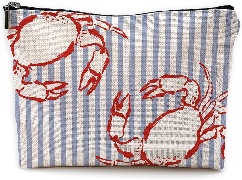 Necessaire de maquiagem Yomisex com estampa de caranguejo Marine Organism - Crab 04, 19,05 x 25,4 cm