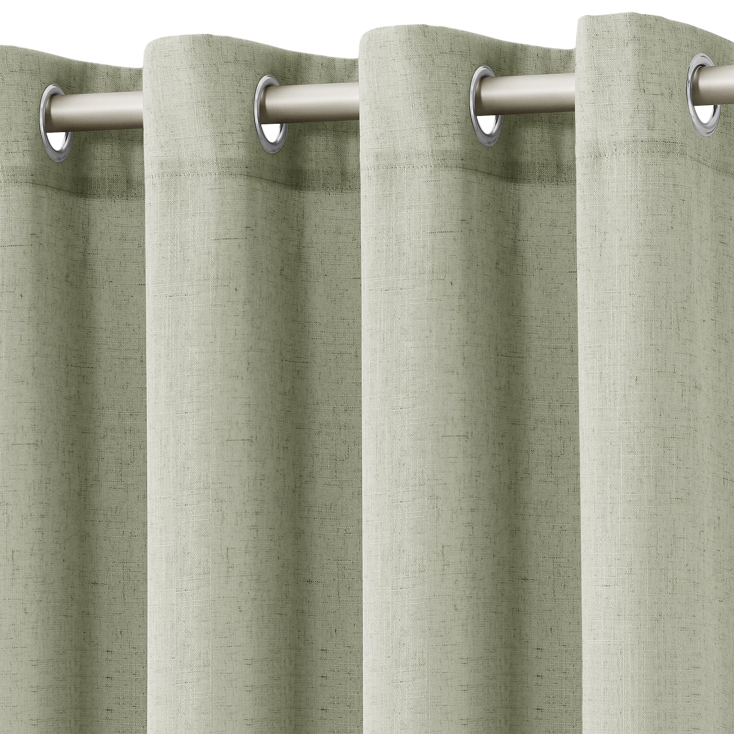 Nanspring Sage Green Linen Curtains 96 Inches Long for Living Room Grommet