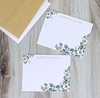 Vista 2 de Eucalyptus Stationery Cards with Envelopes Set, Personalized Floral Stationary for Women, A2 FLAT Cards, Choose Quantity, Greenery Thank You Note
