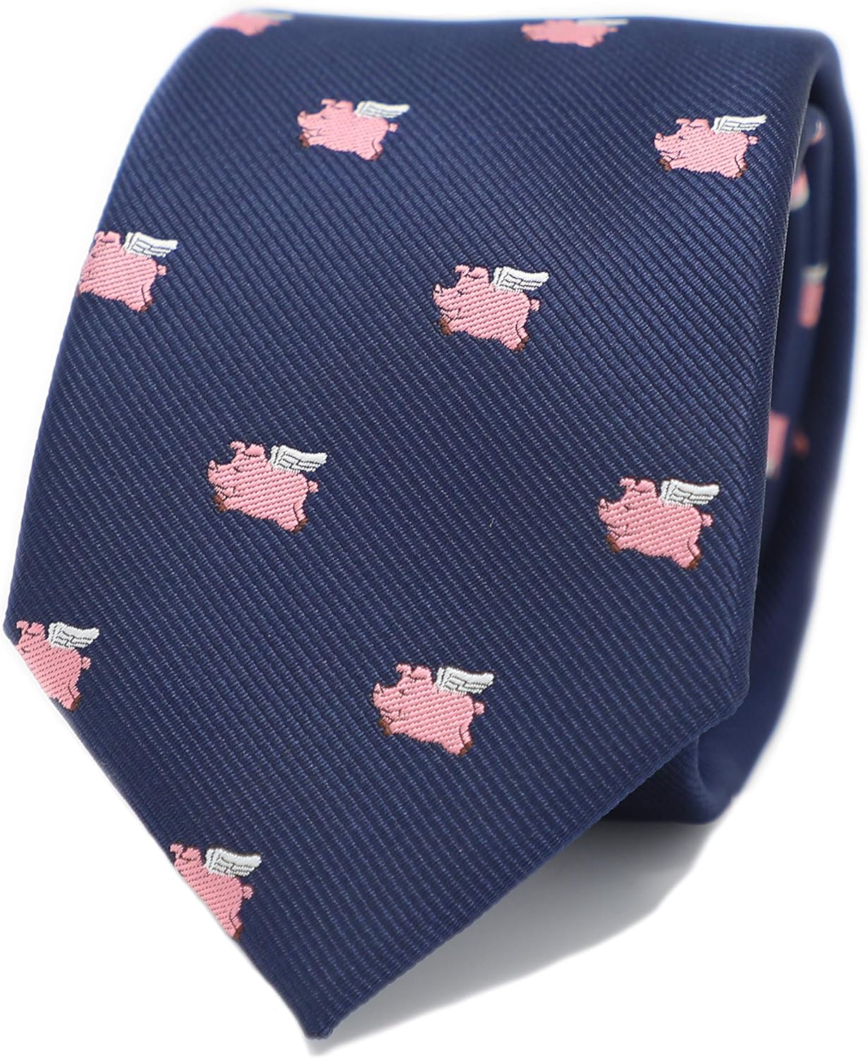 Pink Flying Pig Pattern Necktie With Box