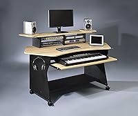 Vista 2 de IM100 Series Music Studio Escritorio Estación de trabajo con 2 x 4U Rack (roble natural)