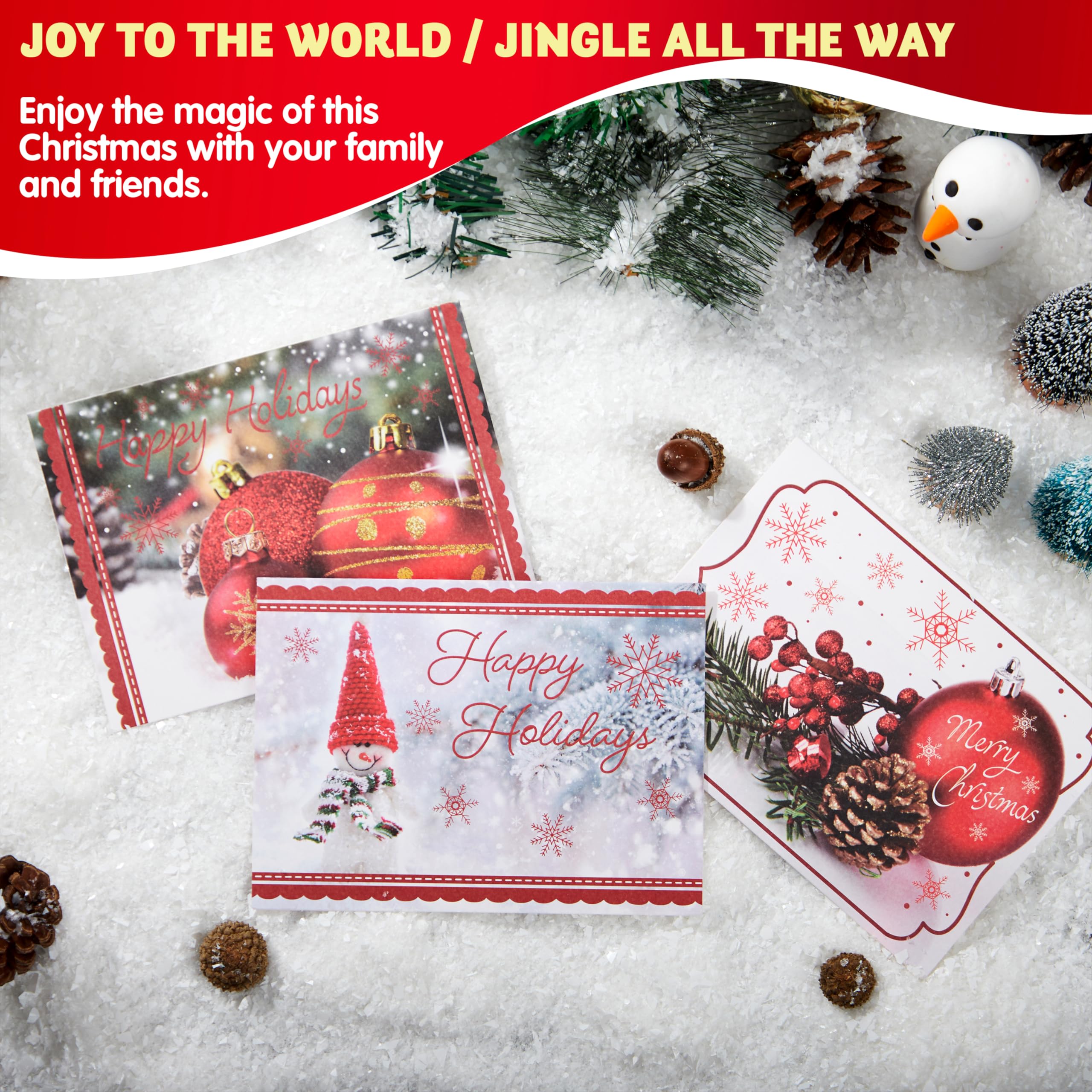24 Pcs Christmas Cards With 24 Pcs Green Envelopes And 2 Sheet - View #3