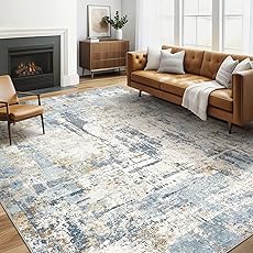 10x12 Area Rug Living Room: Washable Large Abstract Modern Soft Rugs Stain Resistant Indoor Floor Non Slip Accent Carpet for Bedroom Nursery Playroom Office Dining Room Dorm Home House- Light Blue