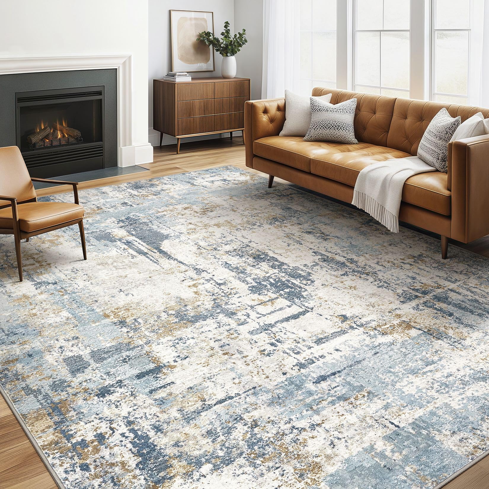 6x9 Area Rugs Washable Rug: Large Abstract Modern Soft Stain Resistant Indoor Floor Non Slip Accent Carpet for Living Room Bedroom Nursery Playroom