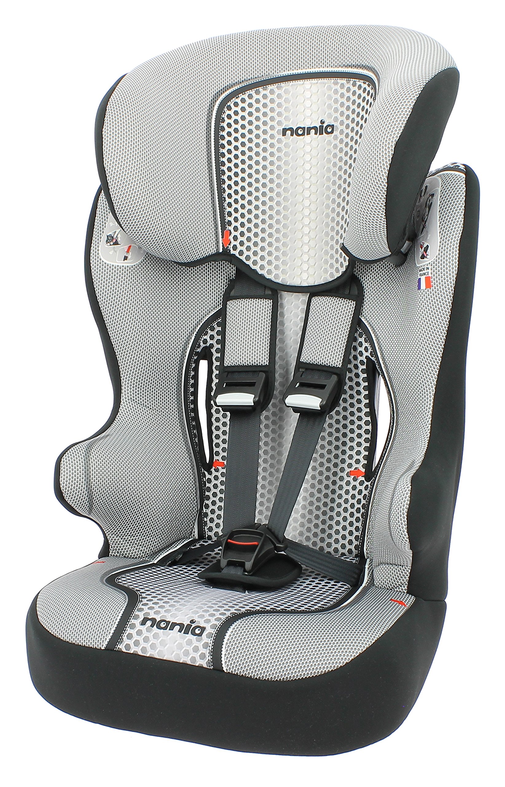 Racer Car Seat for Kids, Group 1/2/3 (9 to 36 kg), NANIA POP Grey