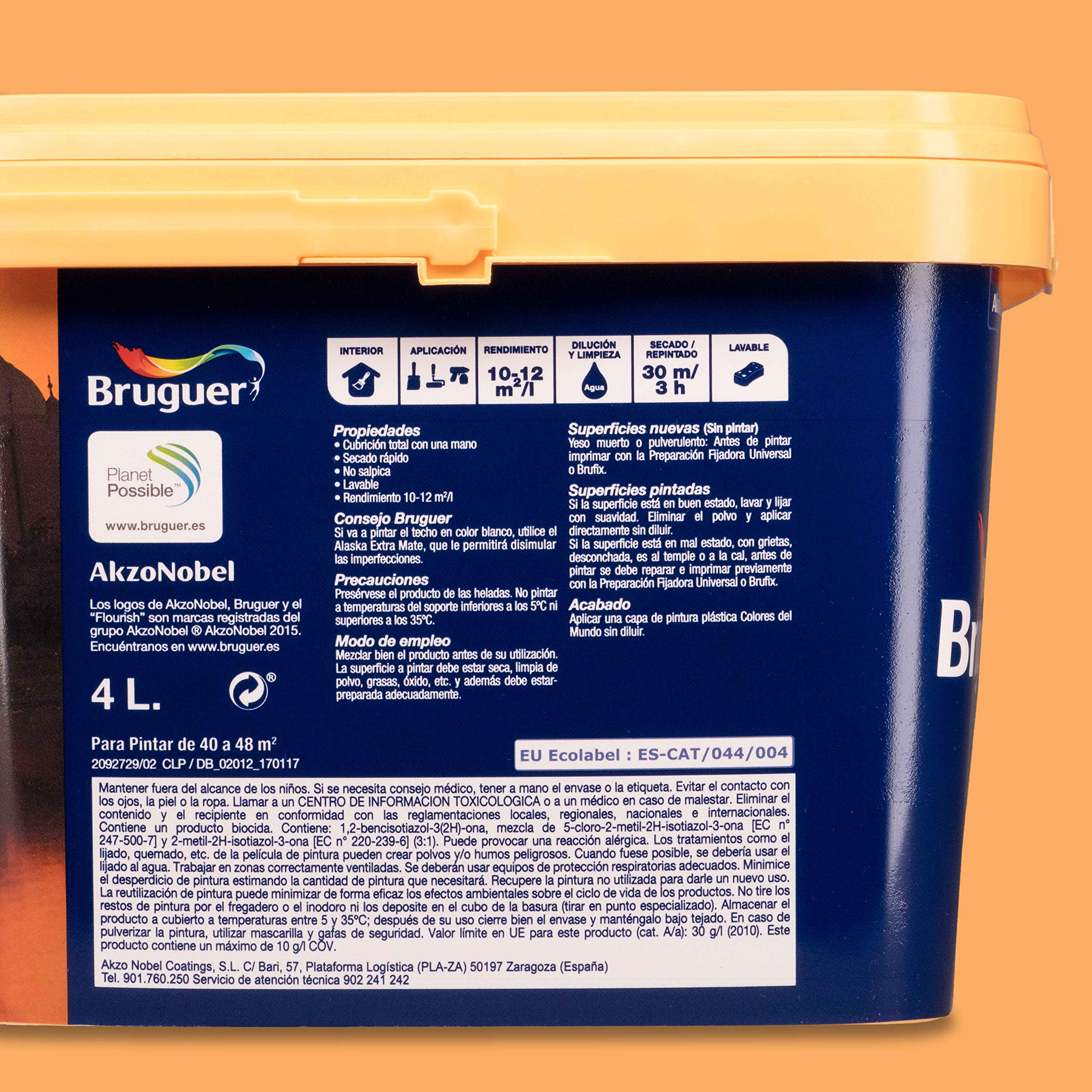 Bruguer Colores del Mundo Pintura para paredes monocapa India Melocotón Natural 4 L