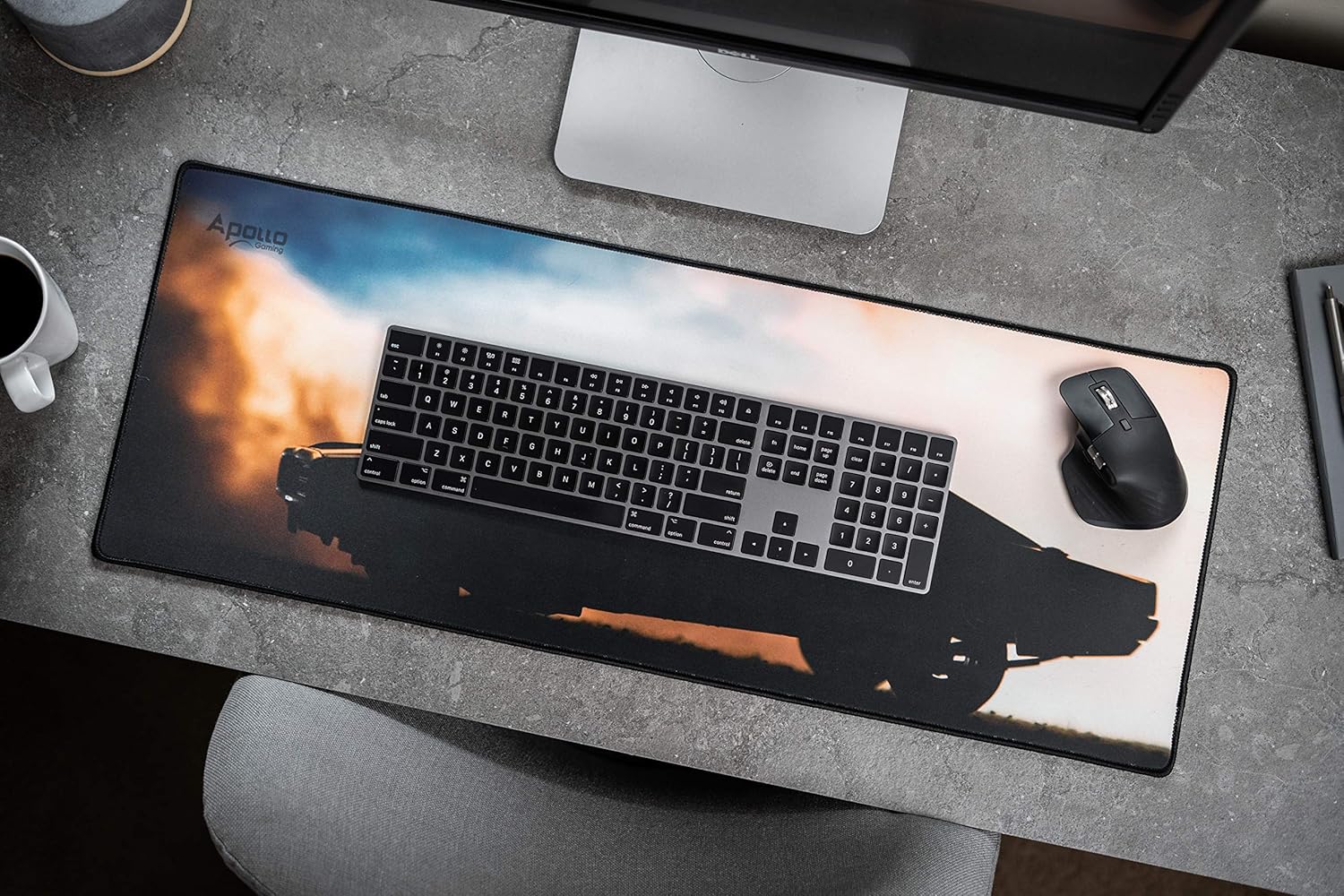 Apollo Gaming Extended Mouse Pad with Microfiber Surface, Long XXL Mousepad (31.5×11.8In), Desk Pad Keyboard Mat, Large Extended Computer Desk Mat, for Office/Gaming/Home (Muscle Car Silhouette) - Image 4