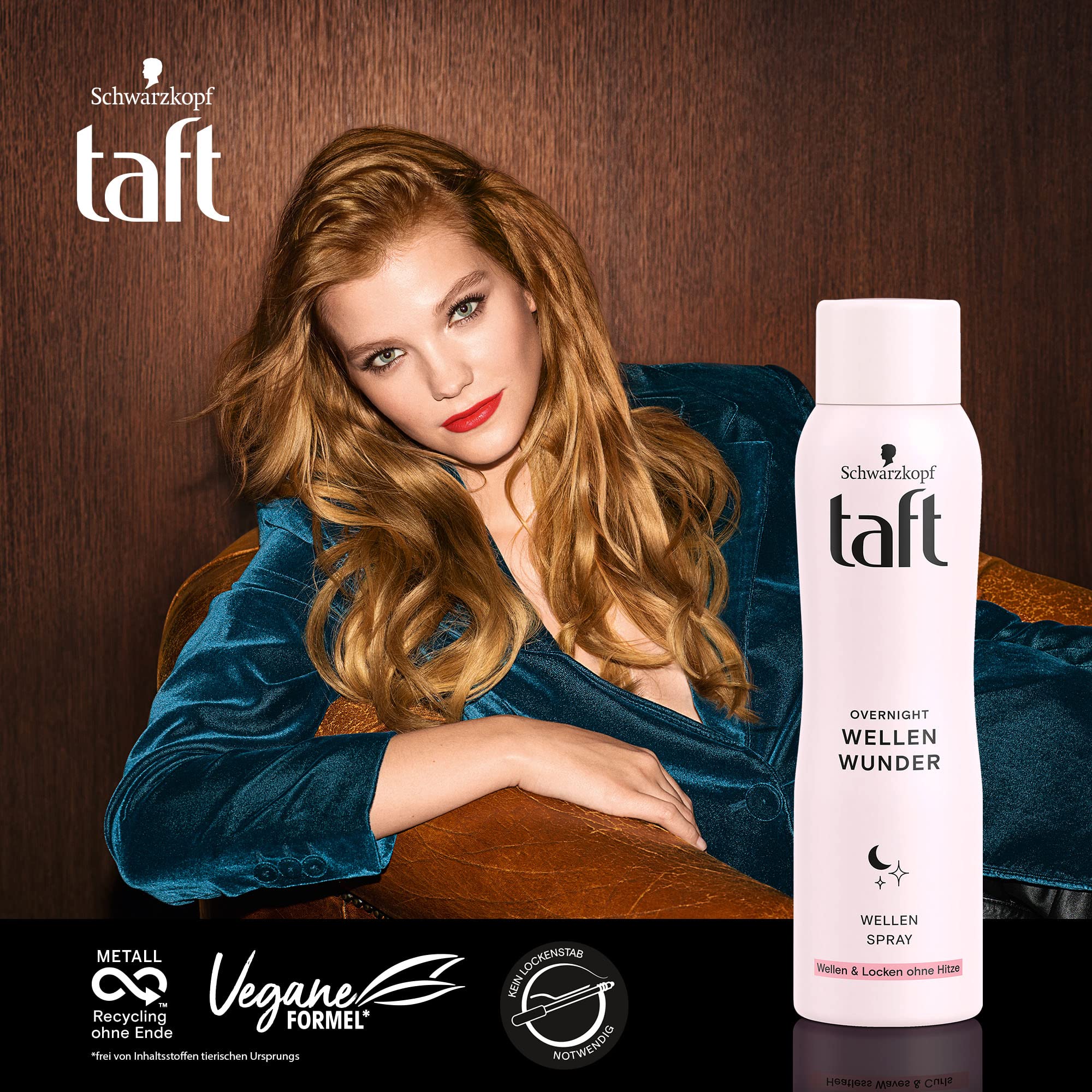 Taft Overnight Fale Wunder Wave Spray (150 ml), spray do stylizacji wyczarowuje fale i loki podczas snu, bez obciążania, nadaje się do wszystkich rodzajów włosów