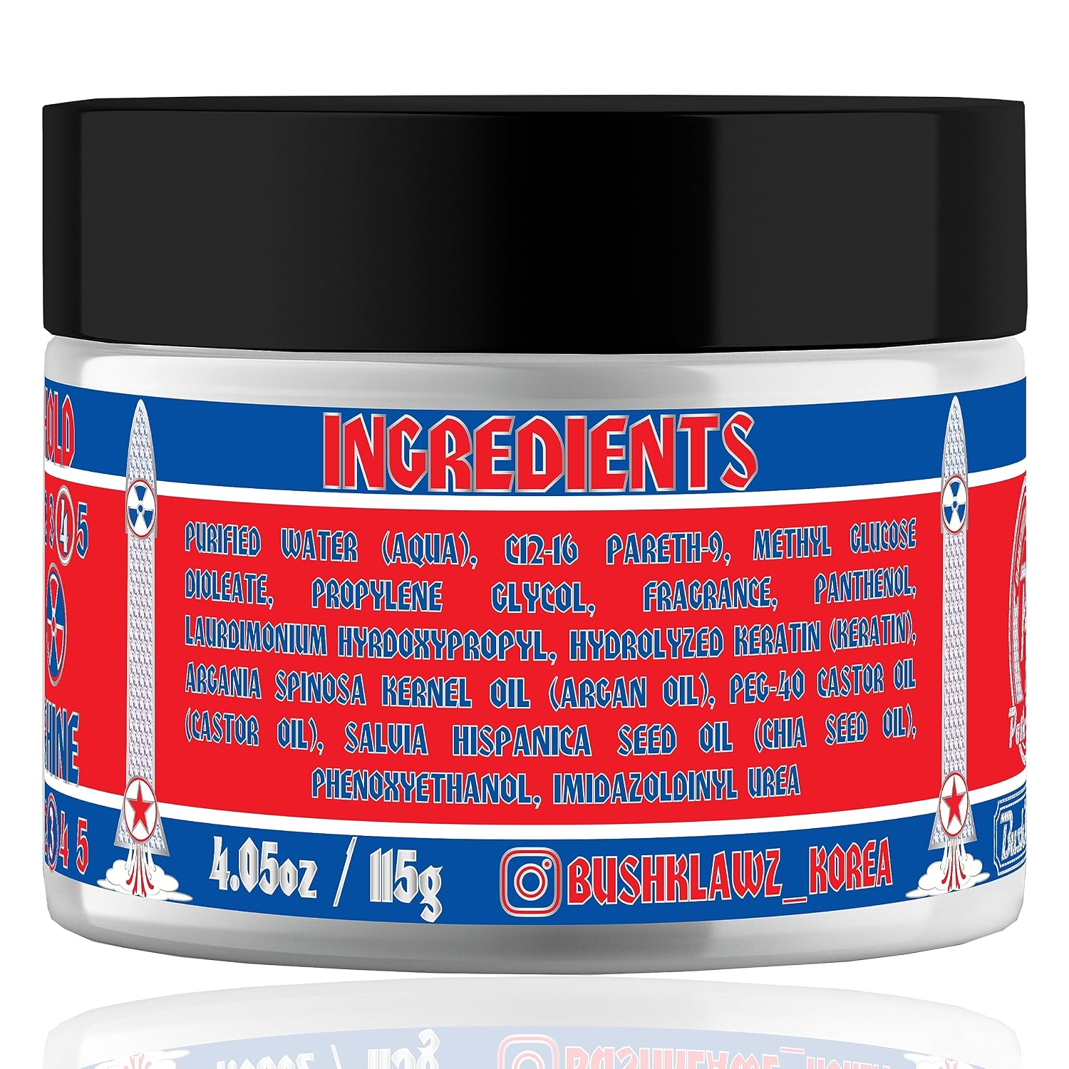 BushKlawz Rocketman Hair Pomade 115g/4.05oz Water Based Firm Hold Easy Wash No Build Up for Tight Styles Men's Styling Smells Great
