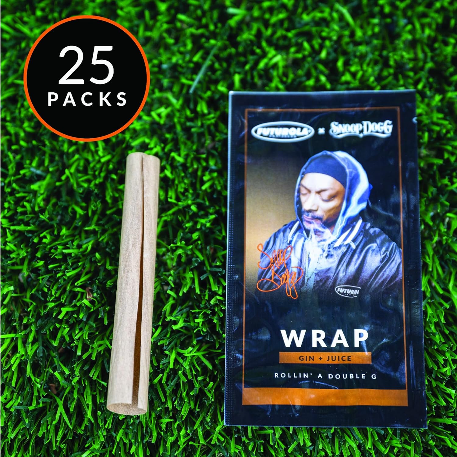 Futurola x Snoop Dogg Gin & Juice Wraps | Signature Flavored, Tobacco-Free Wraps with Ultra-Thin Slow-Burning Paper | Smooth, Clean Performance | 25 Individually Sealed Pouches for Freshness