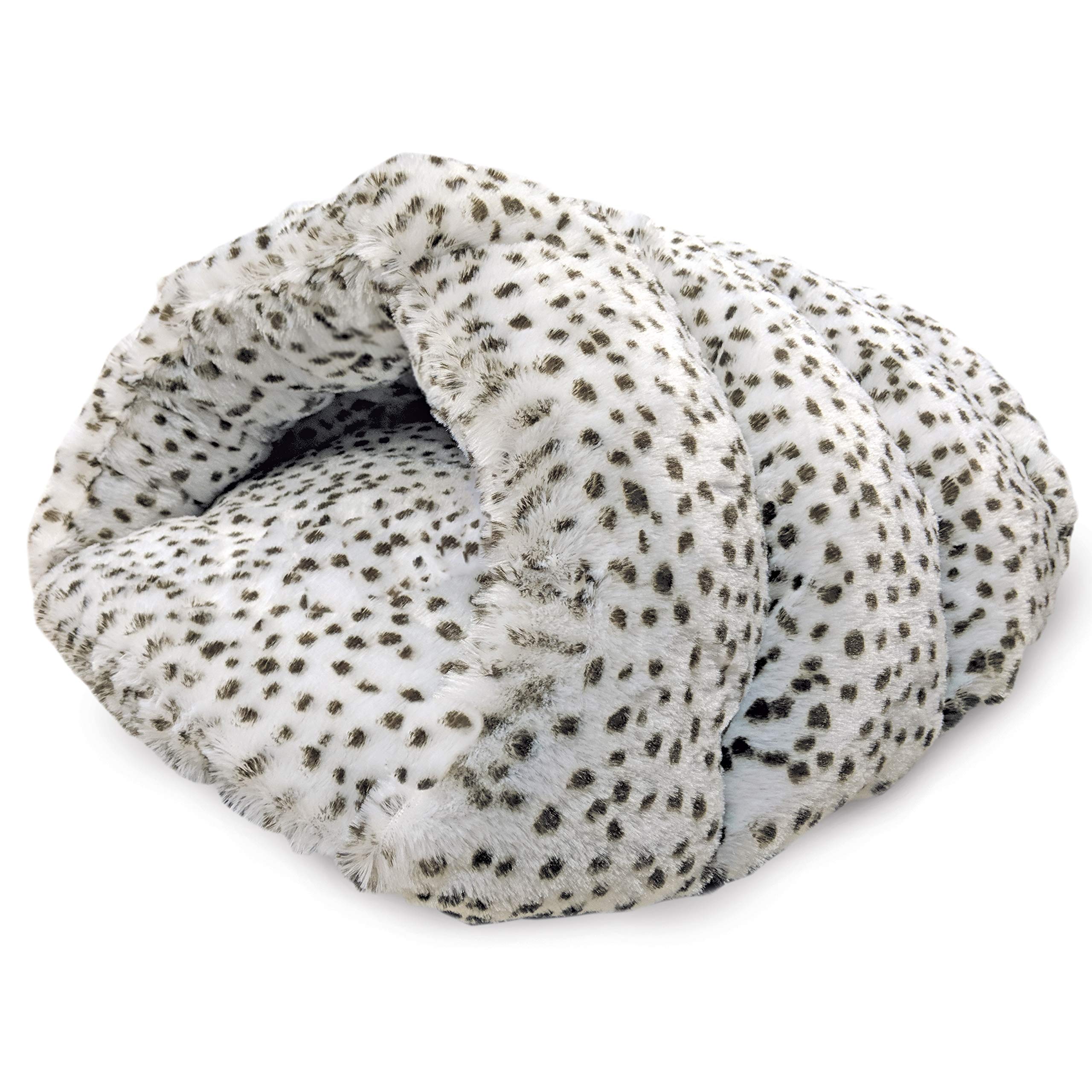 SPOT Ethical Products Sleep Zone Snow Leopard Cuddle Cave Small Dog & Cat Bed 22"