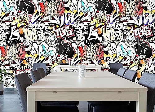 Miniatura 2 de Mural de pared de arte de grafiti colorido Arte callejero con temática urbana Papel tapiz extraíble para despegar y pegar papel tapiz estilo