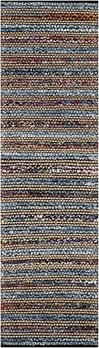 Miniatura 3 de SAFAVIEH Cape Cod Collection - Alfombra de pasillo, 2 pies 3 pulgadas x 6 pies, azul y multicolor, hecha a mano de tejido plano trenzado de algodón