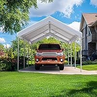 Vista 7 de Quictent Toldo de Cochera Resistente de 10x20 pies Carpa Galvanizada para Automóvil Refugio de Garaje al Aire Libre para Botes con Estructura Blanco
