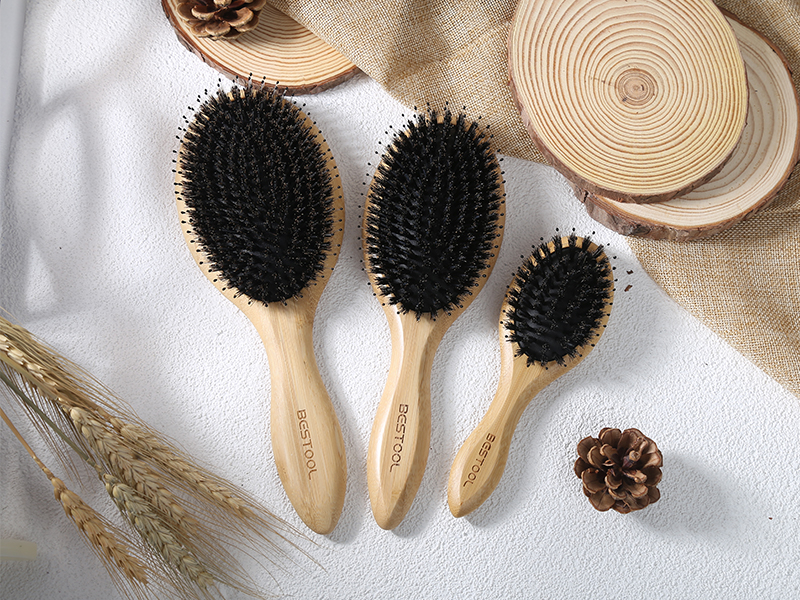 Amazon | BESTOOL ヘアブラシ 豚毛 くし 木製 櫛 パドルブラシ メンズ
