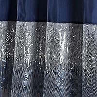 Vista 3 de Lush Decor Cortina de ducha de cielo nocturno, individual, 72 pulgadas de ancho x 78 pulgadas de largo, azul marino y blanco, cortina de ducha