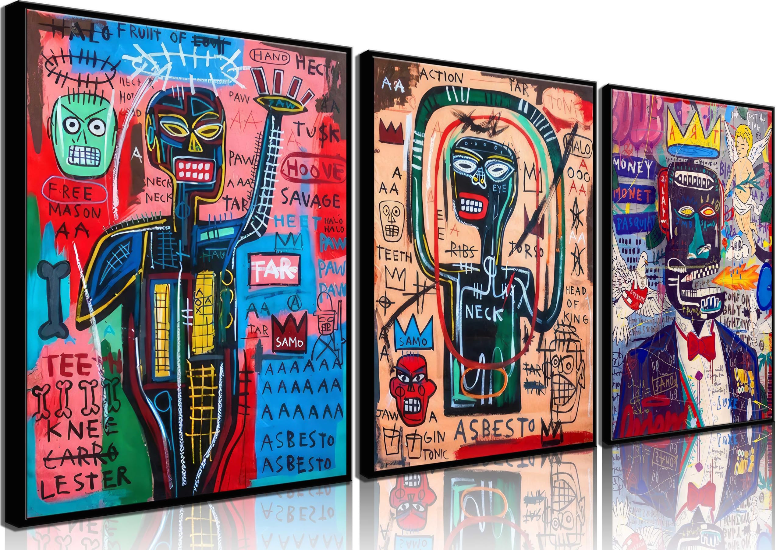 MTLXSBLT 3 Pcs Modern Graffiti Posters Wall Art Street Abstract Painting Graffiti Pictures Colorful Abstract Character Canvas Prints For Artist Living