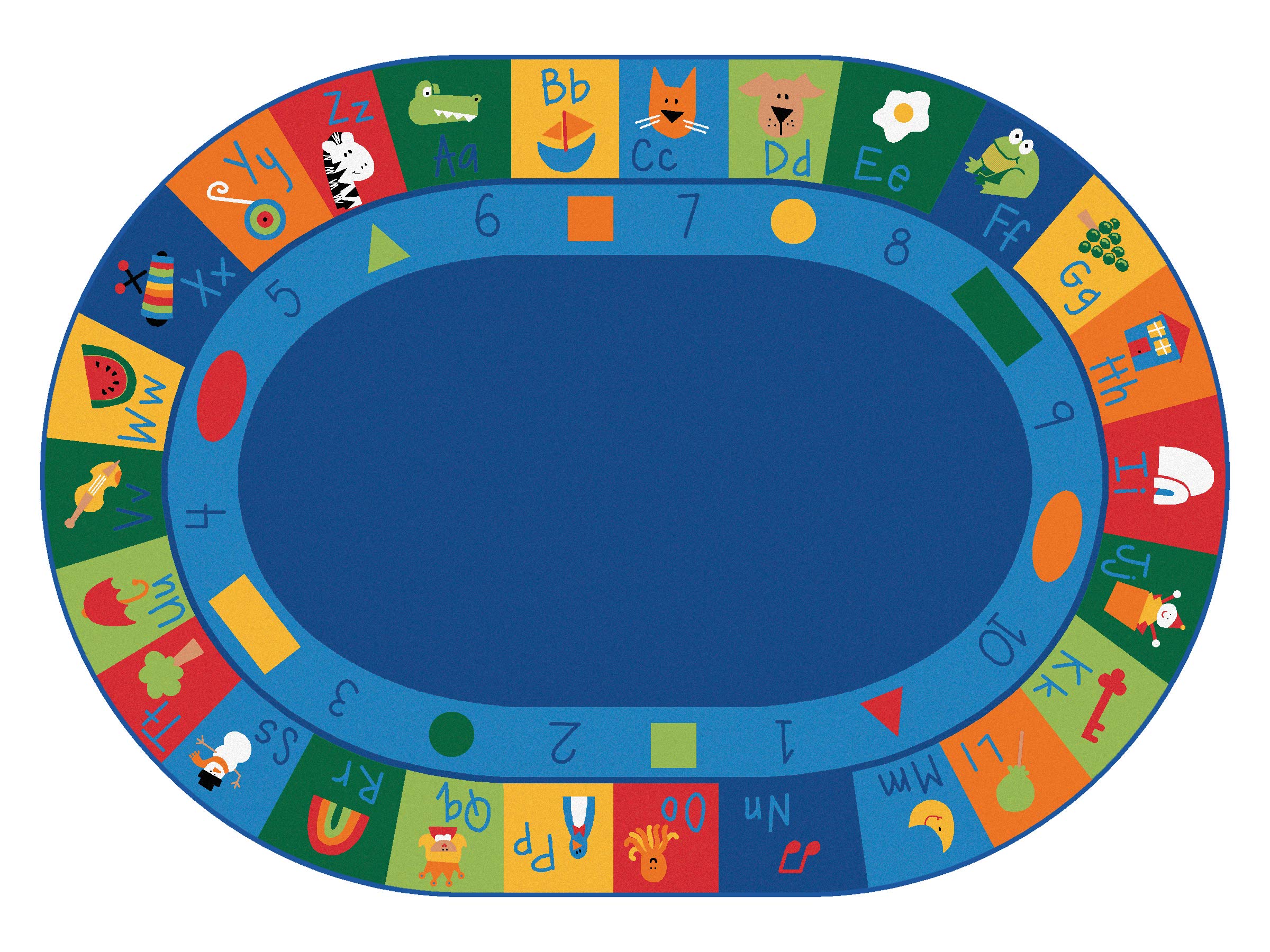 Carpets for Kids 7006 Learning Blocks Educational Carpet 6ft 9in x 9ft 5in Oval
