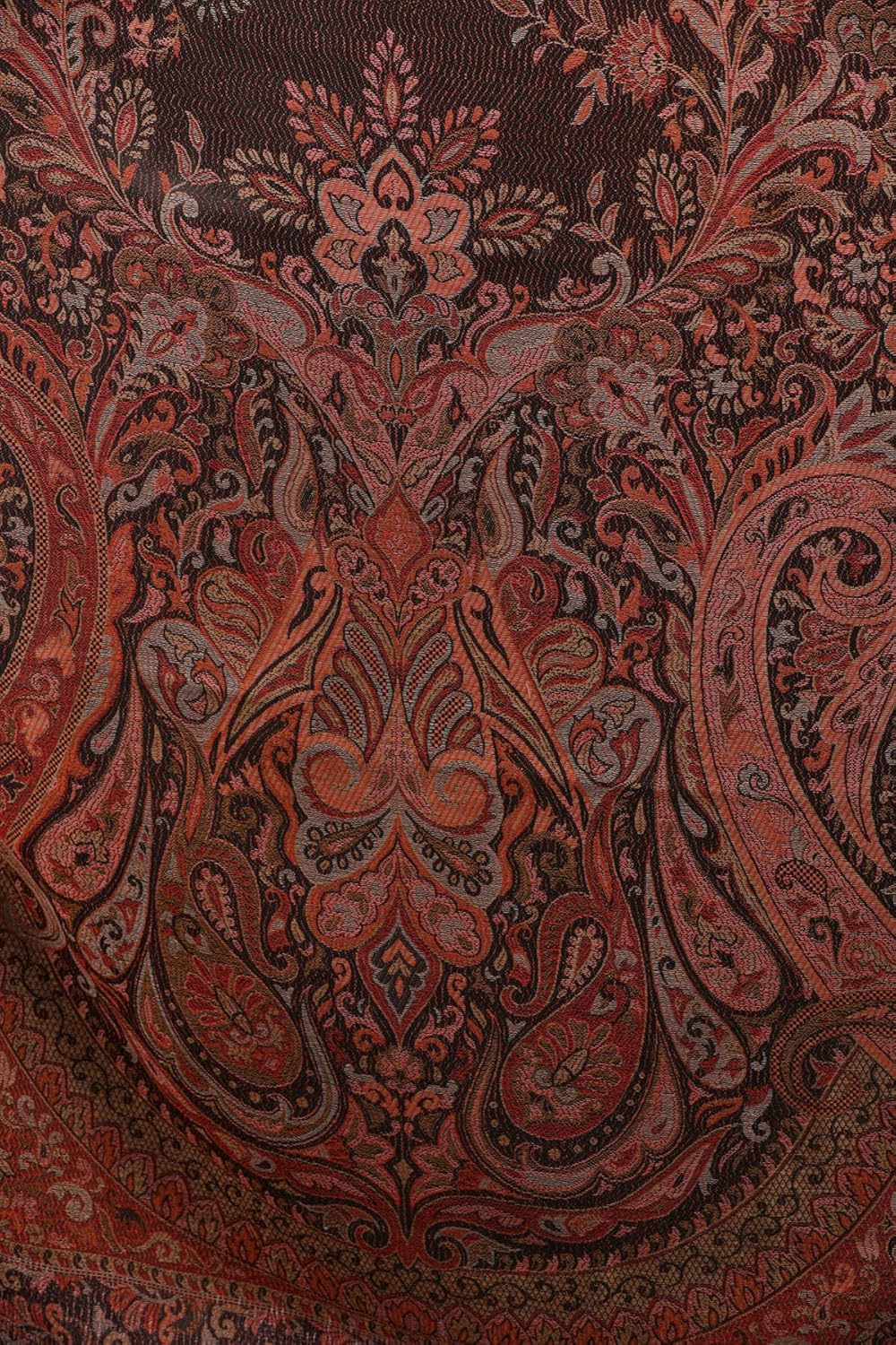 Exotic India Reversible Jamawar Shawl with Woven Paisleys - Wool - Image 4