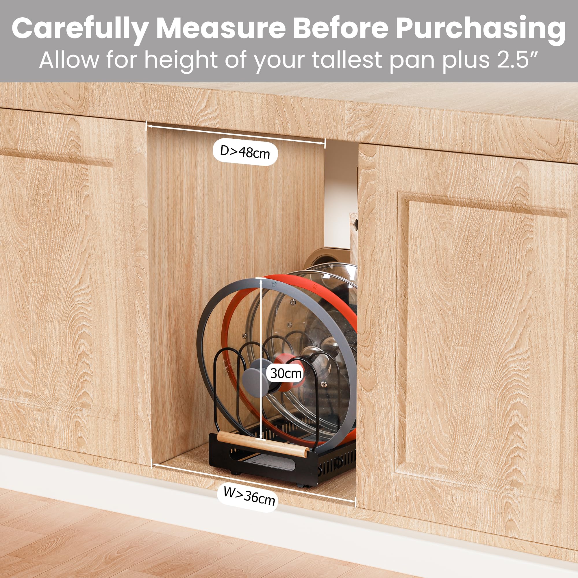 buysigo Pots and Pans Organizer Rack for under Cabinet with Stone Dish Mat,Pull out Pan Organizers inside Cabinet for Kitchen Cabinet Organizers and Storage - Image 4