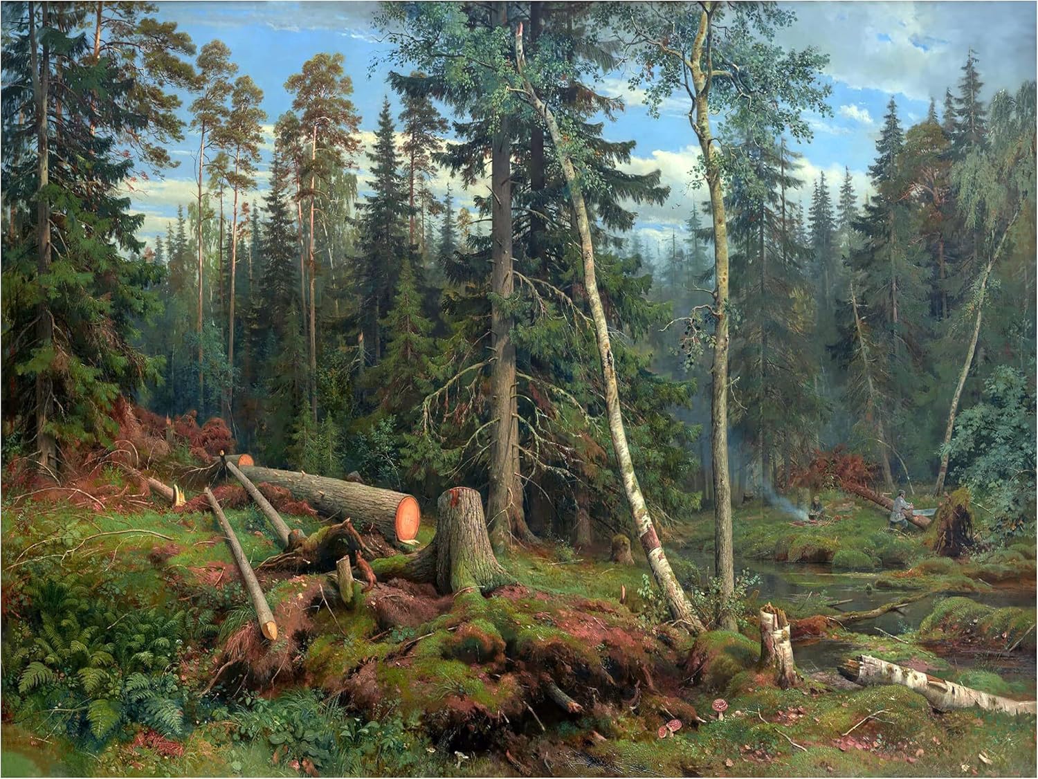 Felling I. Shishkin Forest Tile Mural Kitchen Wall Backsplash Marble Ceramic - Picture 2 of 35
