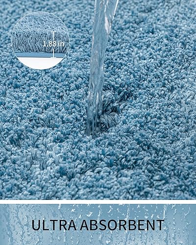 Miniatura 4 de Alfombras de baño de 17 x 24 pulgadas, ultra gruesas, peludas, suaves, absorbentes, de látex de espuma de alta densidad, parte trasera
