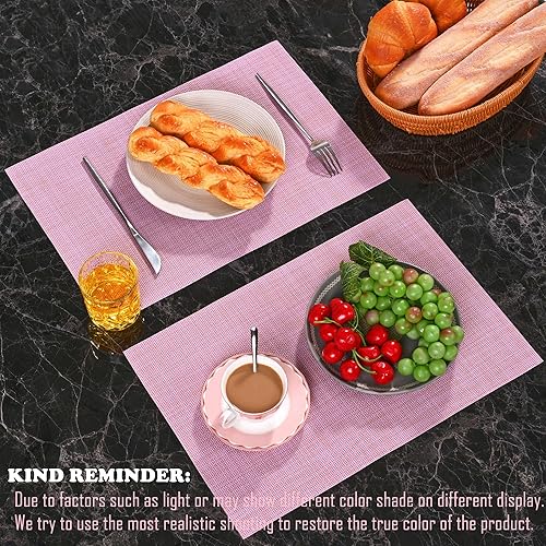Miniatura 9 de Zupro Juego de 4 manteles individuales lavables, resistentes al calor, antideslizantes, trenzados, de vinilo de PVC, para cocina, comedor, patio,