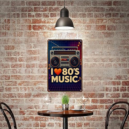 Miniatura 6 de XIAJVS Decoración de pared con texto en inglés "I Love 80's Music Wall" de aluminio retro para decoración de pared de 8 x 12 pulgadas para cocina,