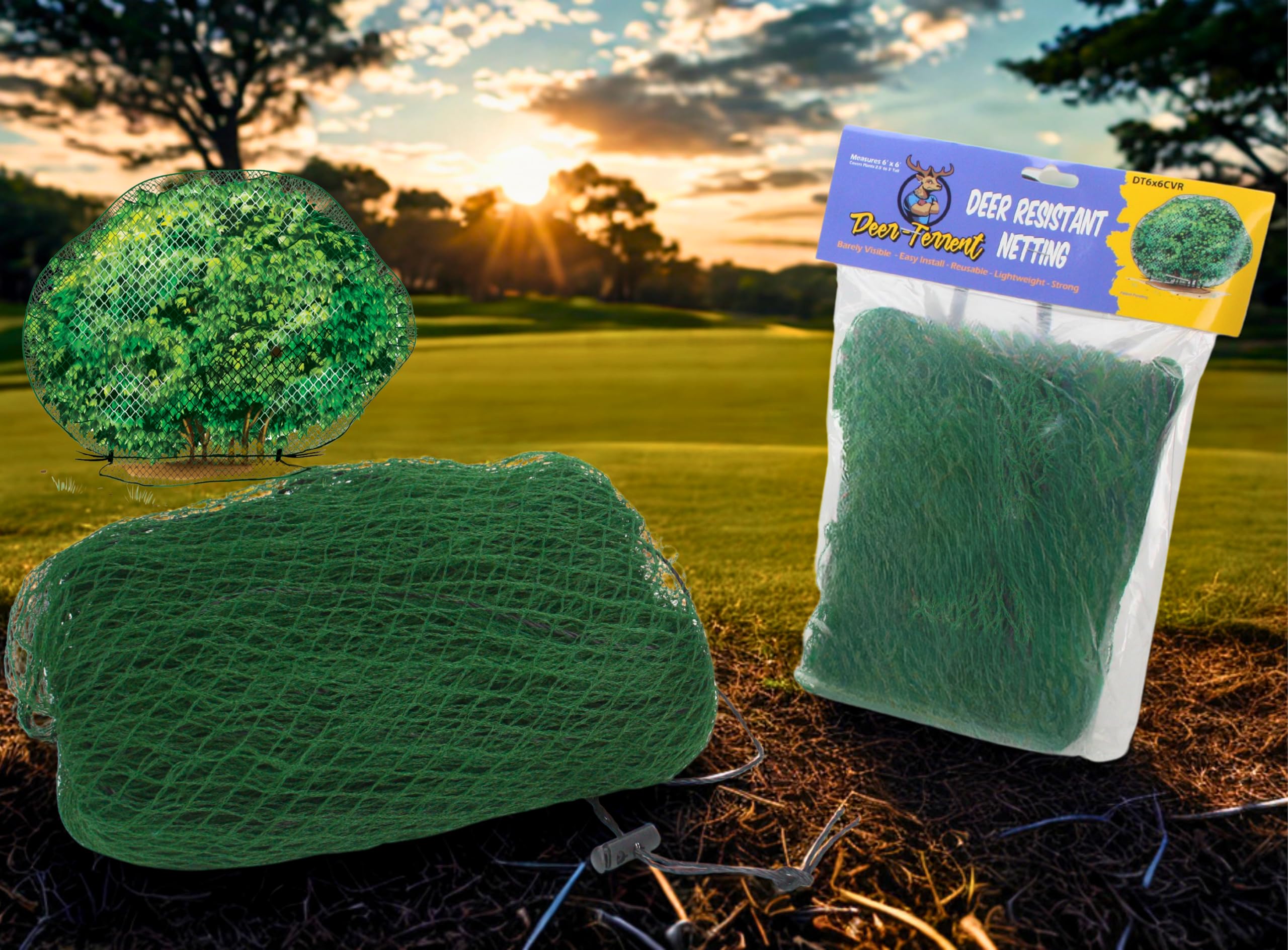 Deer-Terrent Deer Fencing – 3 Pack Heavy Duty Bird Netting, Chicken Coop, Fruit Trees, Plants, Plastic Fence, Bird Screen, Outdoor Cover, Garden Protection, Net Material, Plant Barrier, 10'x10'