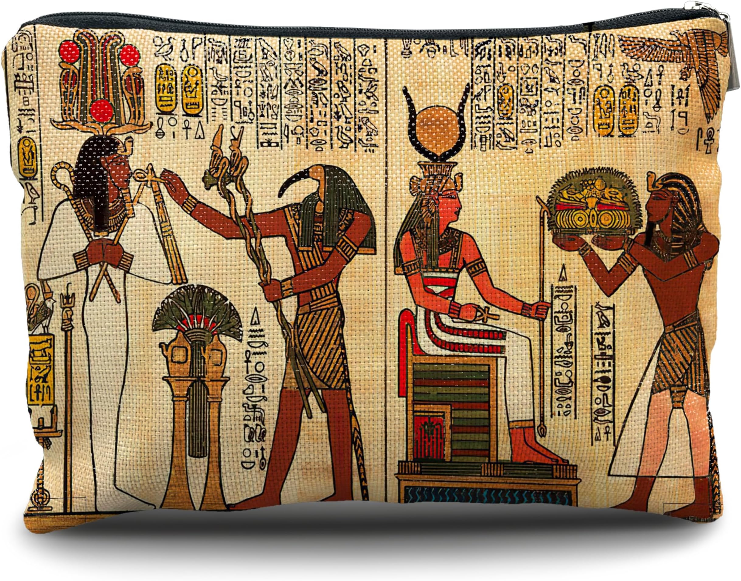 Nogrit Egyptian Gifts Makeup Cosmetic Bag - Ancient Egypt Mythology Pharaoh God Hieroglyphs Makeup Travel Toiletry Bag, Gift for Egypt Lover, Egyptian Decor