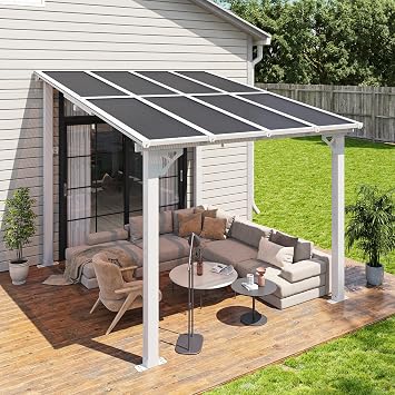 Aoxun 8x10 Gazebo with Aluminum Frame & Polycarbonate Panel, White