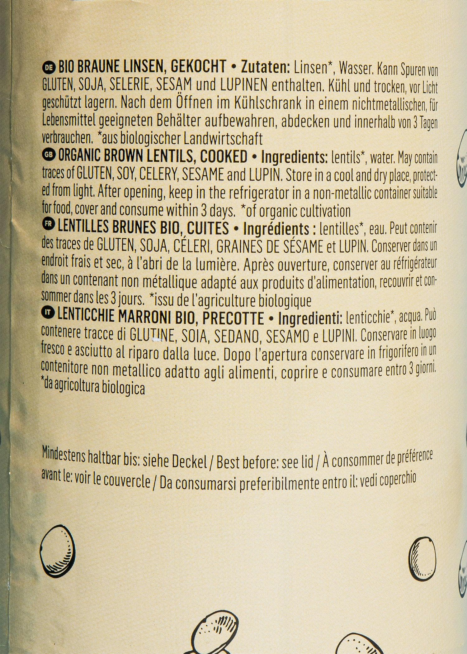 KoRo – Lenticchie marroni bio in scatola 12 x 240 g – Pronte da consumare – Per zuppe, primi e in creme – Vegan