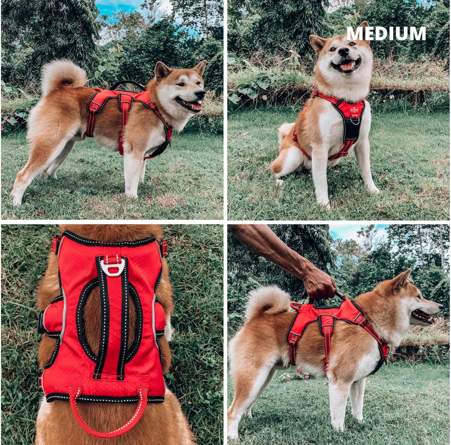 Tuff Pupper Dog Harness & Seat Belt Bundle | Escape Proof Adjustable Dog Harness with Handle + Shock-Absorbing Dog Seatbelt Restraint | No-Pull, No-Choke, Safe Car Travel for Dogs