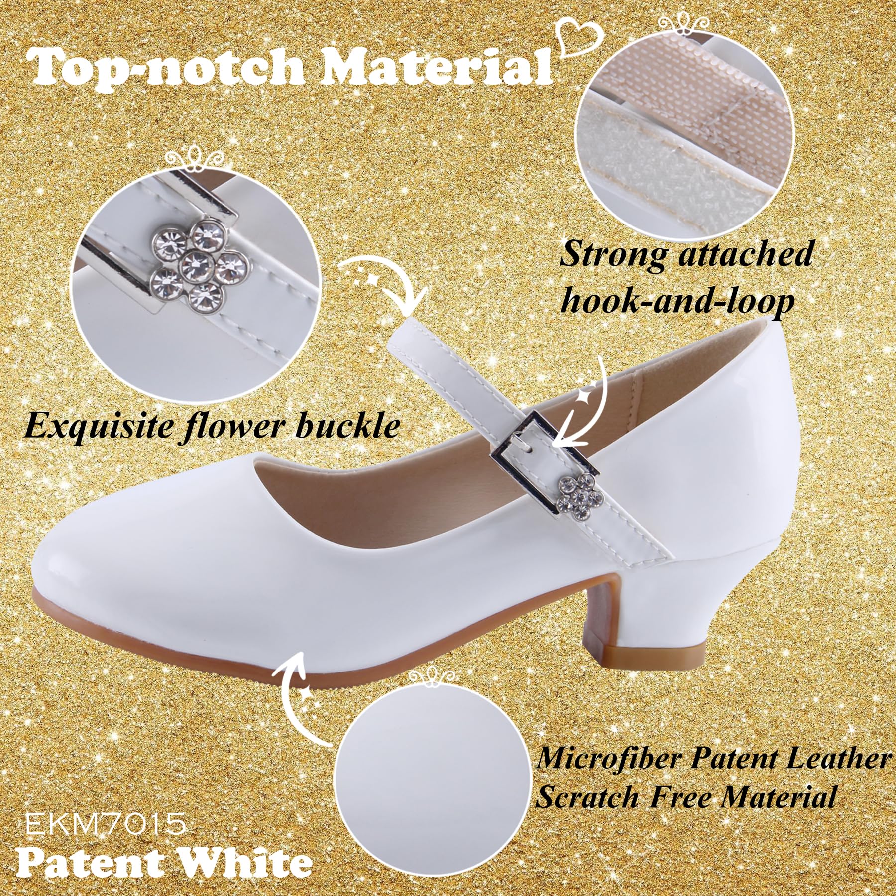 EIGHT KM EKM7015 Filles Talons Bas Mary Jane Robe Formelle Pompes Paillettes Scintillantes Chaussures