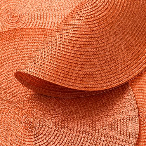 Miniatura 3 de AHHFSMEI Juego de 6 manteles individuales redondos trenzados de 15 pulgadas para mesas de comedor, tejidos naturales, resistentes al calor, color