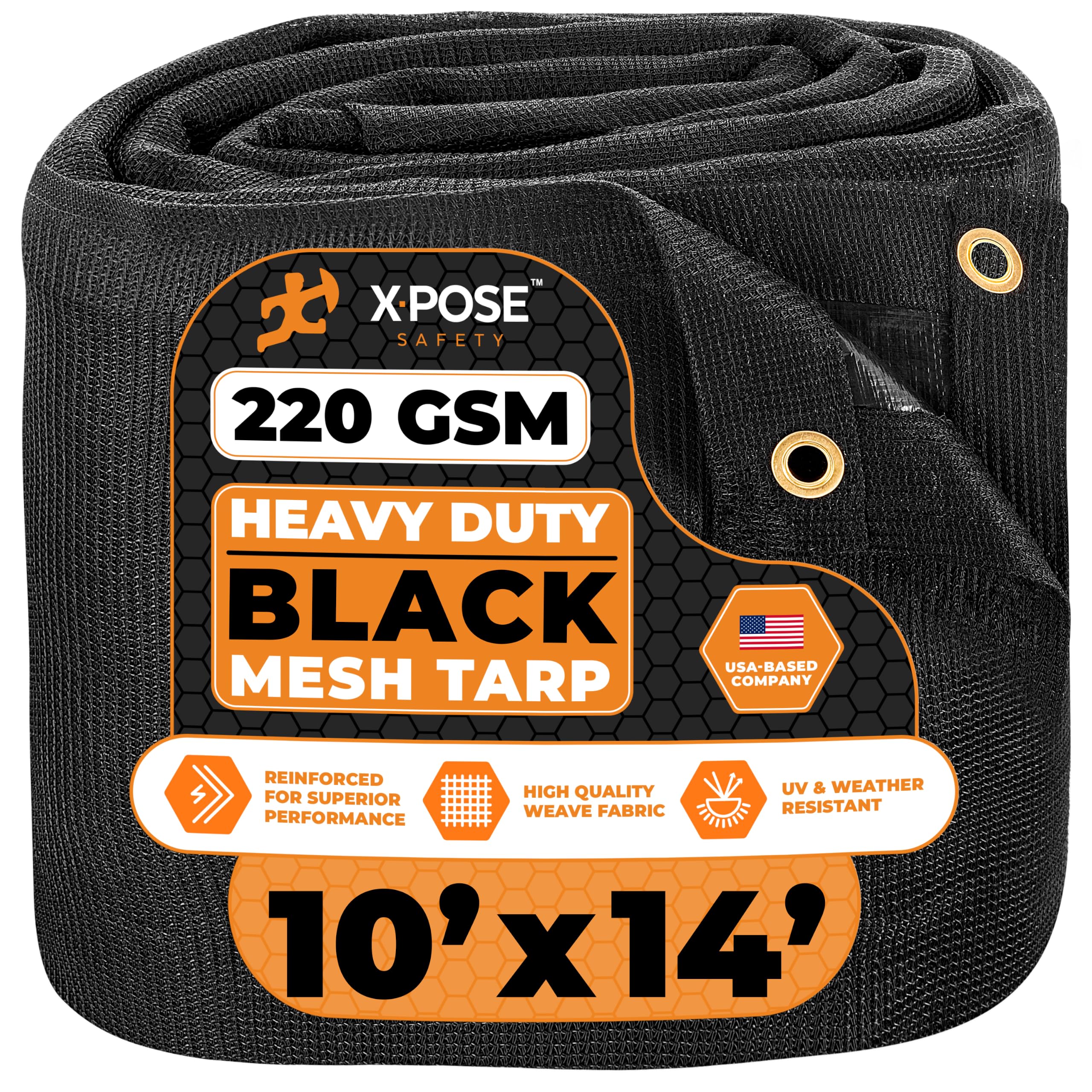 Xpose Safety Heavy Duty Mesh Tarp – 10' x 14' Multipurpose Black