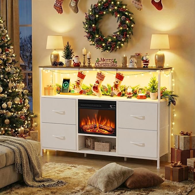 BREEZEHEAT Chimenea Eléctrica con Mueble TV 43 Pulgadas Blanco miniatura 9