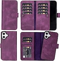 Vista 77 de HARDISTON Funda de piel auténtica de alta calidad hecha a mano para iPhone XR, tarjetero doble, funda magnética desmontable, función atril Marrón