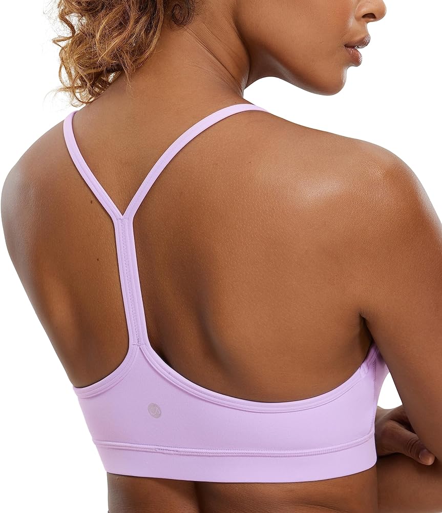 CRZ YOGA Womens Butterluxe Y Back Sports Bra - Padded Racerback Low Impact Spaghetti Thin Strap Workout Yoga Bra at Amazon Women’s Clothing store