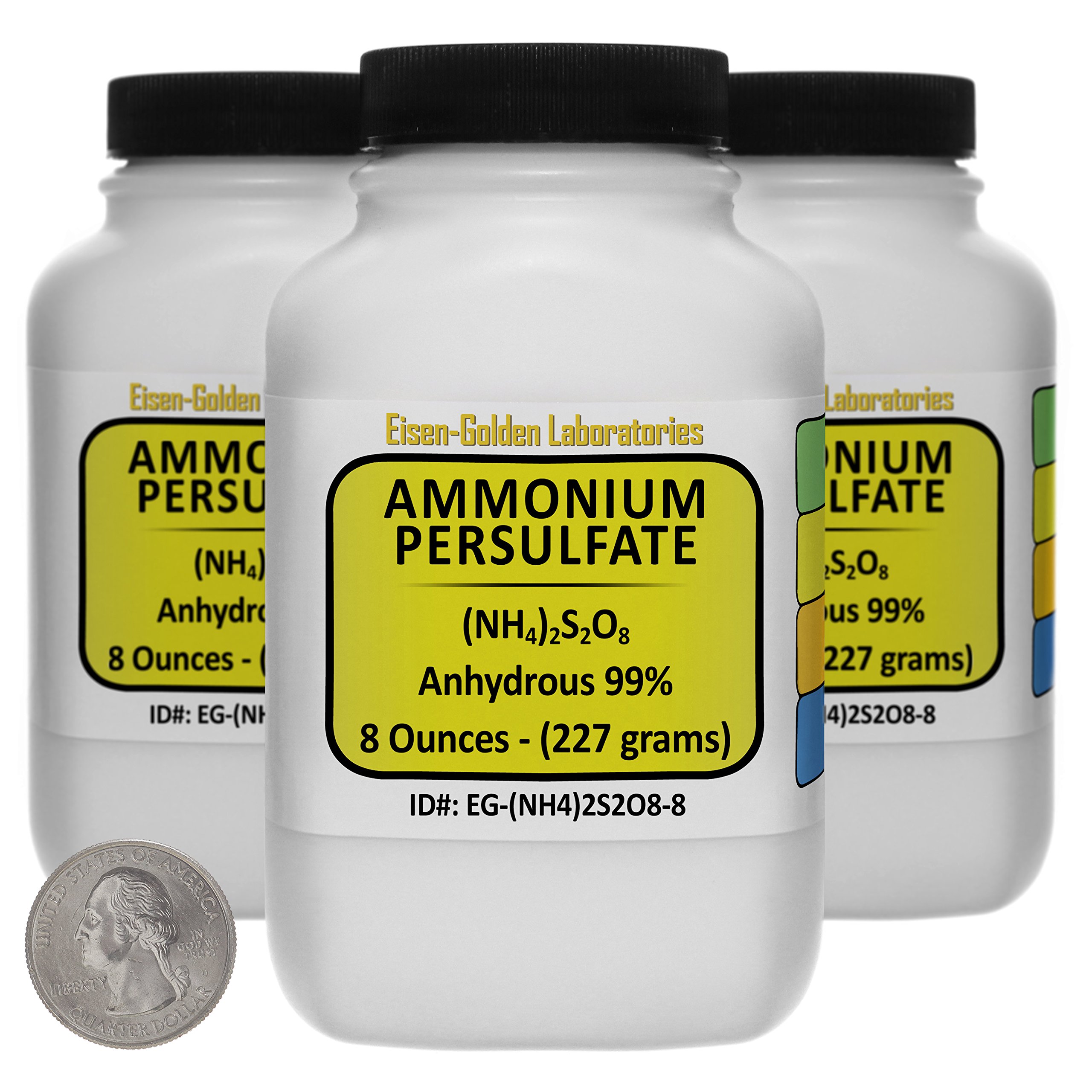 Ammonium Persulfate [(NH4)2S2O8] 99% ACS Grade Powder 1.5 Lb in Three Space Saver Bottles USA