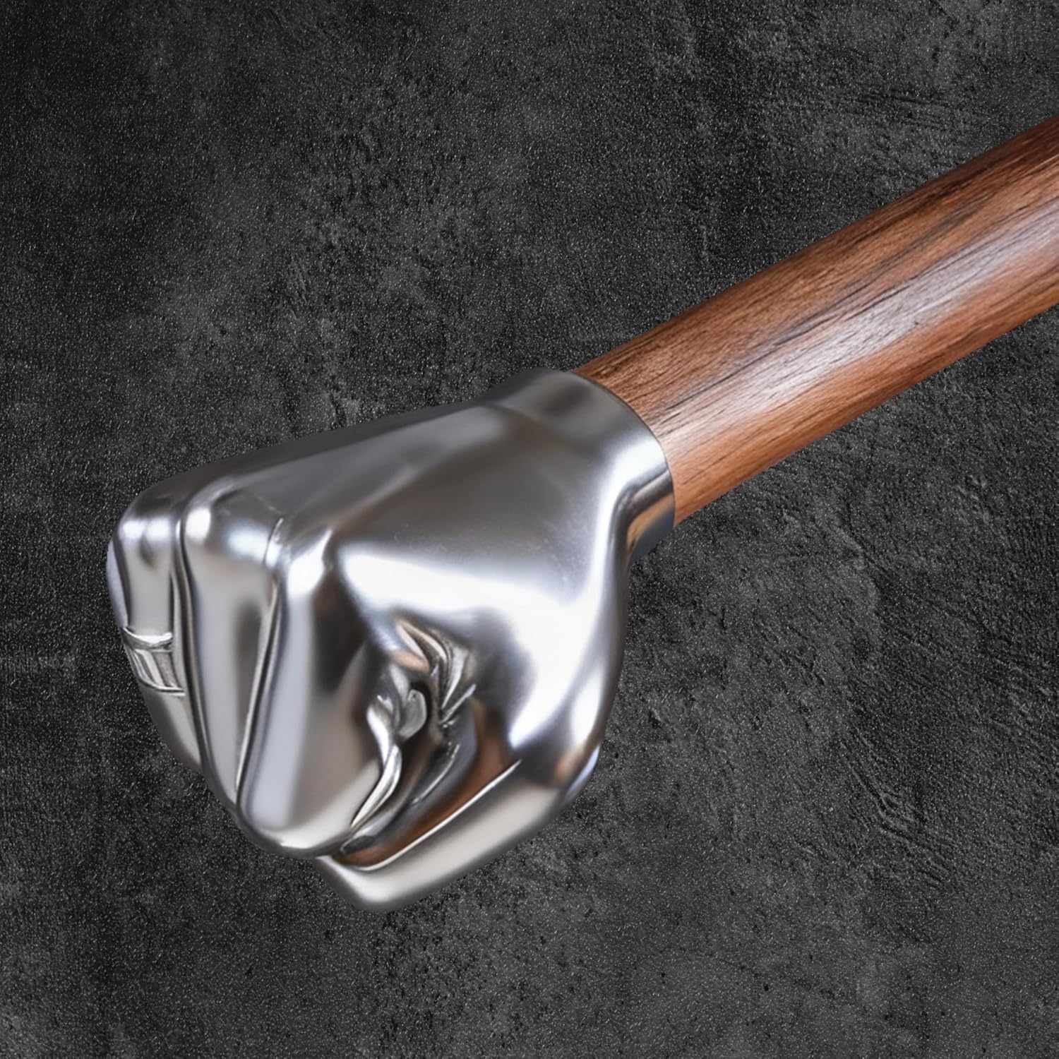 Blacksmith Fist Hammer, Decorative Metal Fist Head Hammer with Wood Handle & Leather Cord - Functional Art Tool, Unique Collectible, Gift for Forging, Workshop Decor, Man Cave