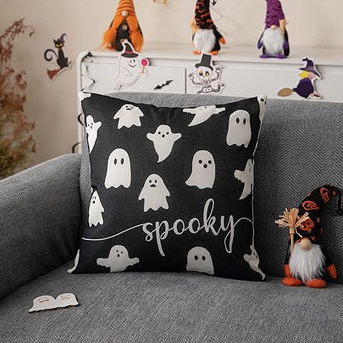 Miniatura 2 de Funda de almohada de Halloween de 18 x 18 pulgadas, fundas de almohada espeluznantes para exteriores, decoraciones de Halloween para decoración del