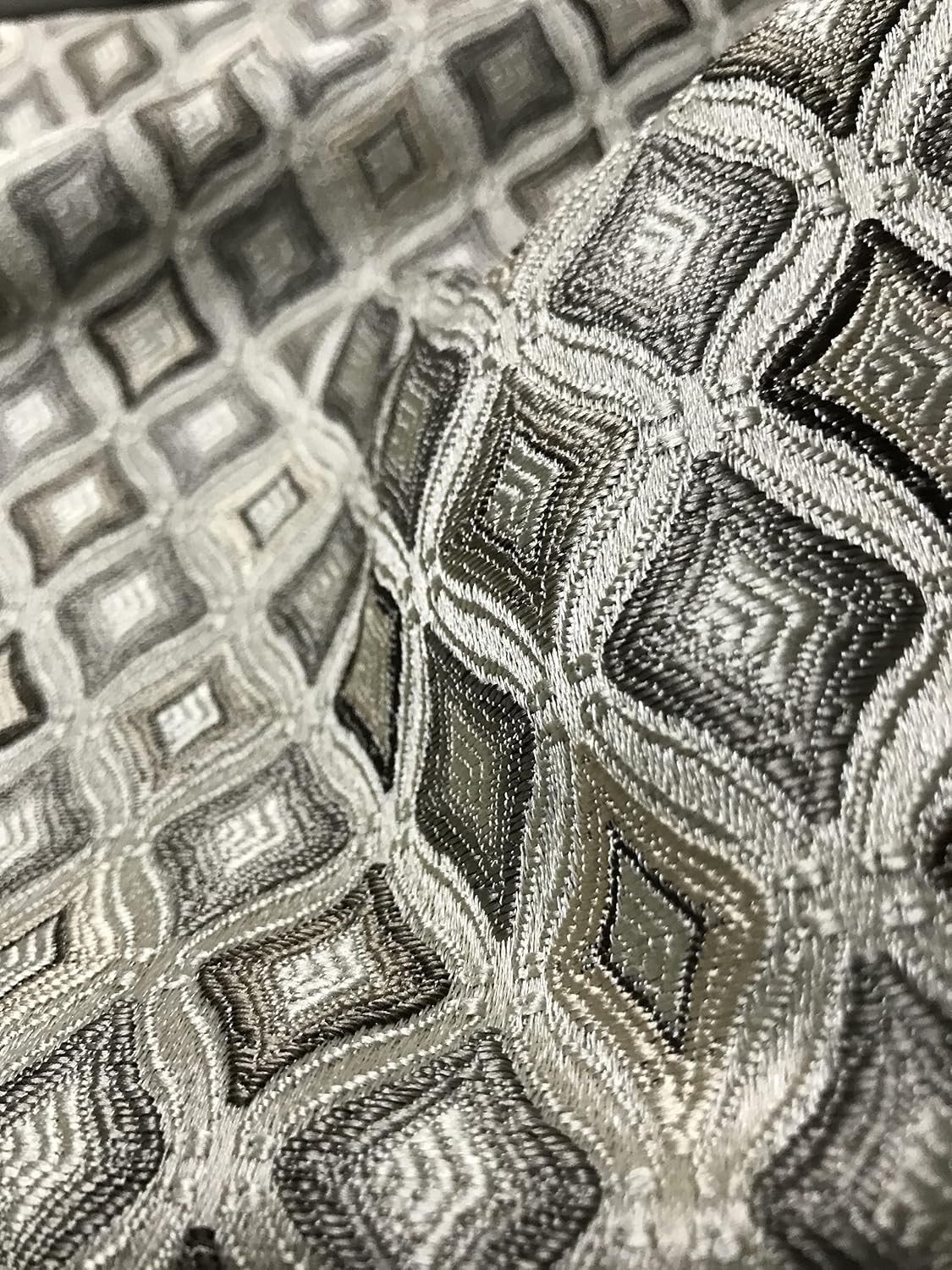 Luxurious Woven Jacquard Classic Diamond Design Furnishing Fabric for Upholstery, Window Treatments, Craft - Width 54 inches - Fabric by The Yard (Gray)