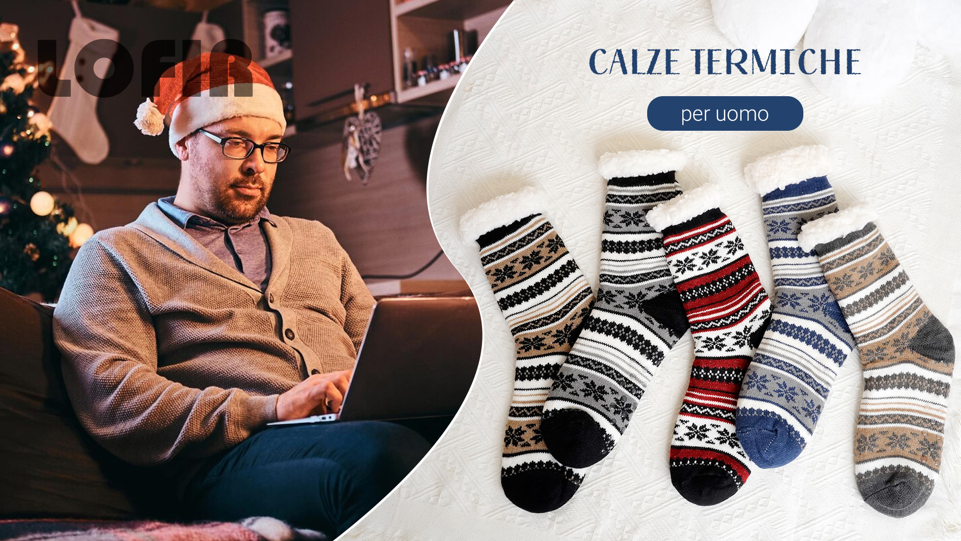 6 Paia Calzini Uomo Invernali Morbidi E Caldi - Pantofole Letto - Righe Termiche Taglia 39-43