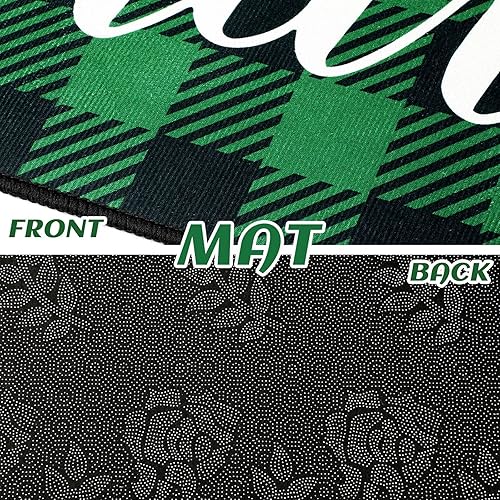 Miniatura 6 de Juego de 2 alfombras de cocina para el día de San Patricio, búfalo irlandés, trébol de la suerte, tapete de corredor de estilo rústico con respaldo